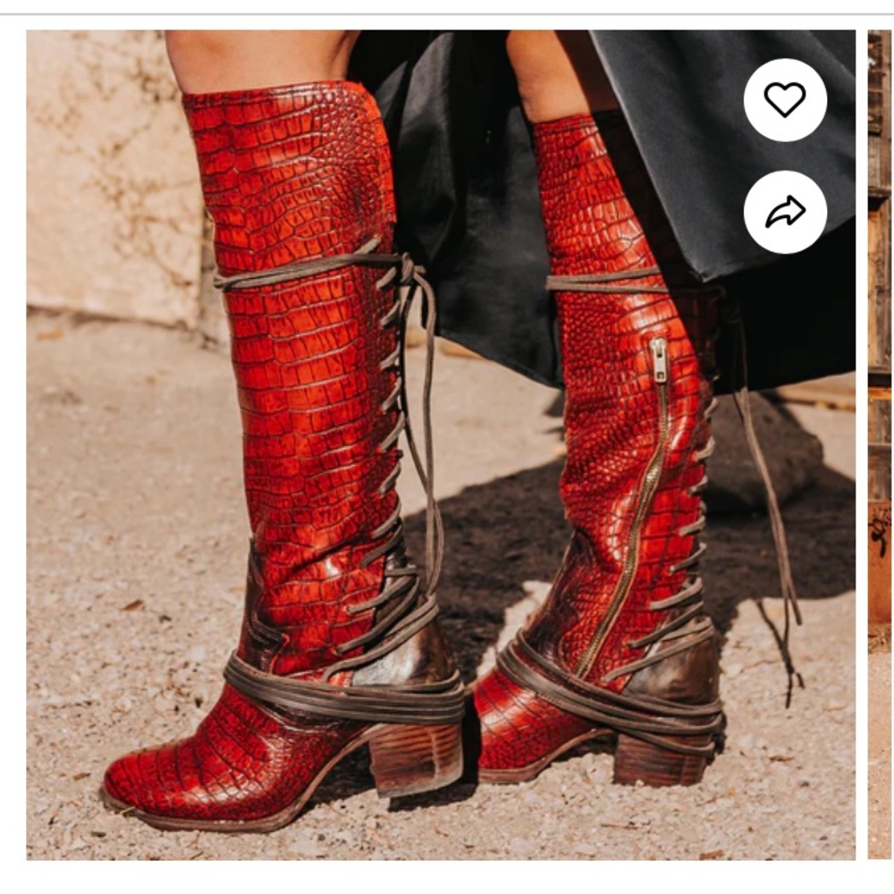 FREEBIRD RED CROCO COAL BOOTS